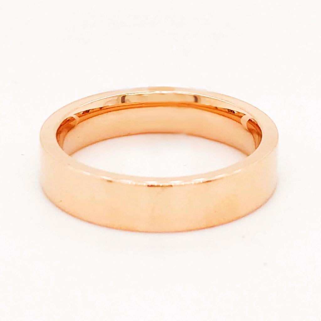 Im Angebot: 5mm Flat Top Band 14K Rose Gold Komfort-Passform Hochglanzpoliert Ring () 2