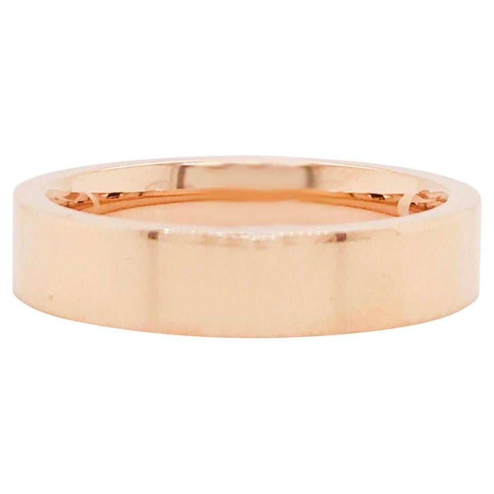 Im Angebot: 5mm Flat Top Band 14K Rose Gold Komfort-Passform Hochglanzpoliert Ring ()