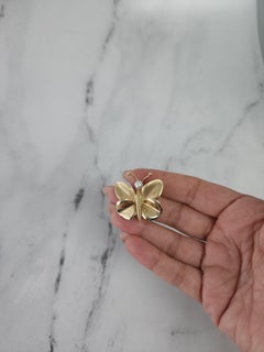 5MM Pearl Gold Butterfly Brooch 14k Yellow Gold