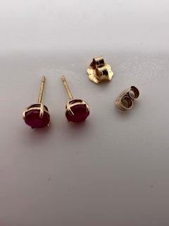 5mm ruby studs 14 karat yellow gold studs natural ruby earrings