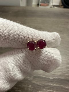 5mm Ruby studs 14KT gold natural rubies certified