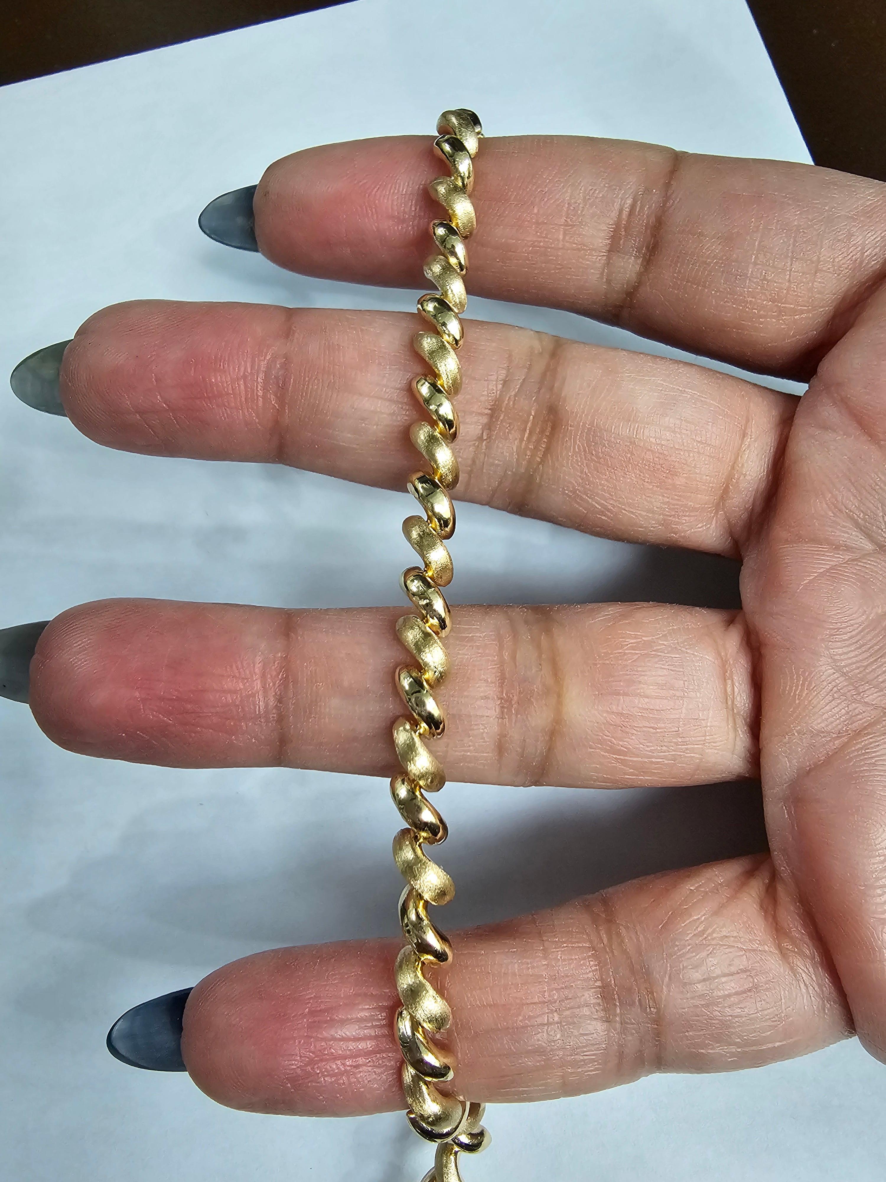 Bracelet à maillons en or San Marco 5 mm, finition en satin poli et brossé Neuf - En vente à Sugar Land, TX