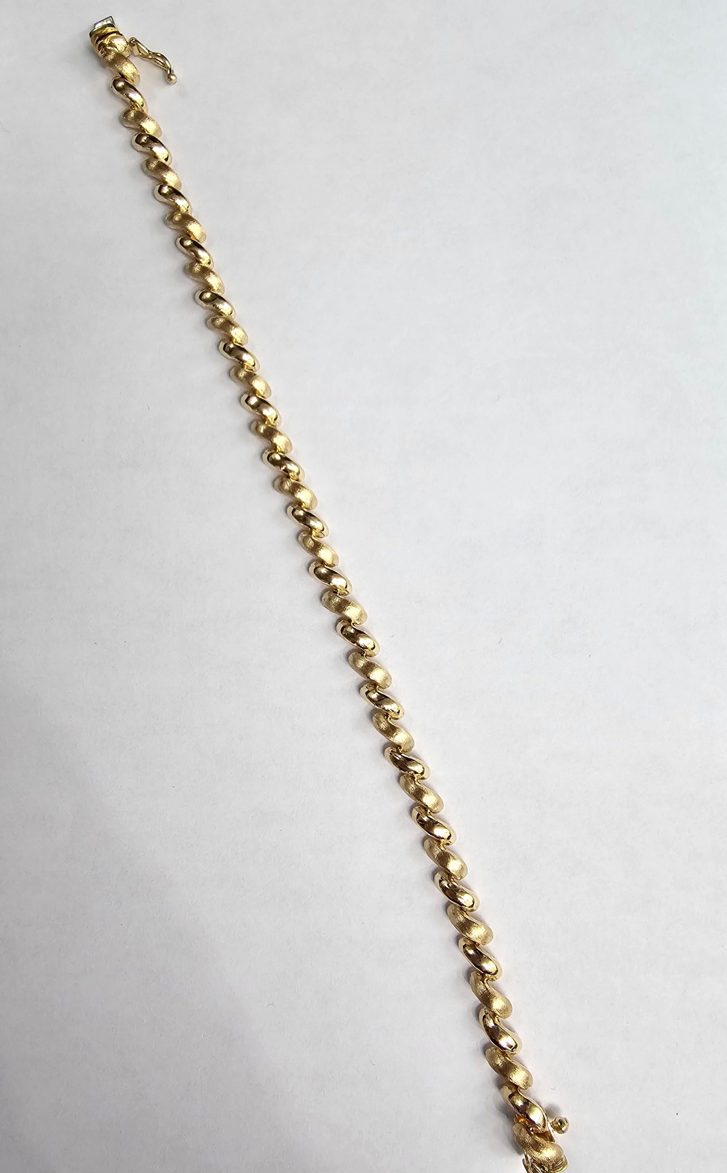 Bracelet à maillons en or San Marco 5 mm, finition en satin poli et brossé Unisexe en vente