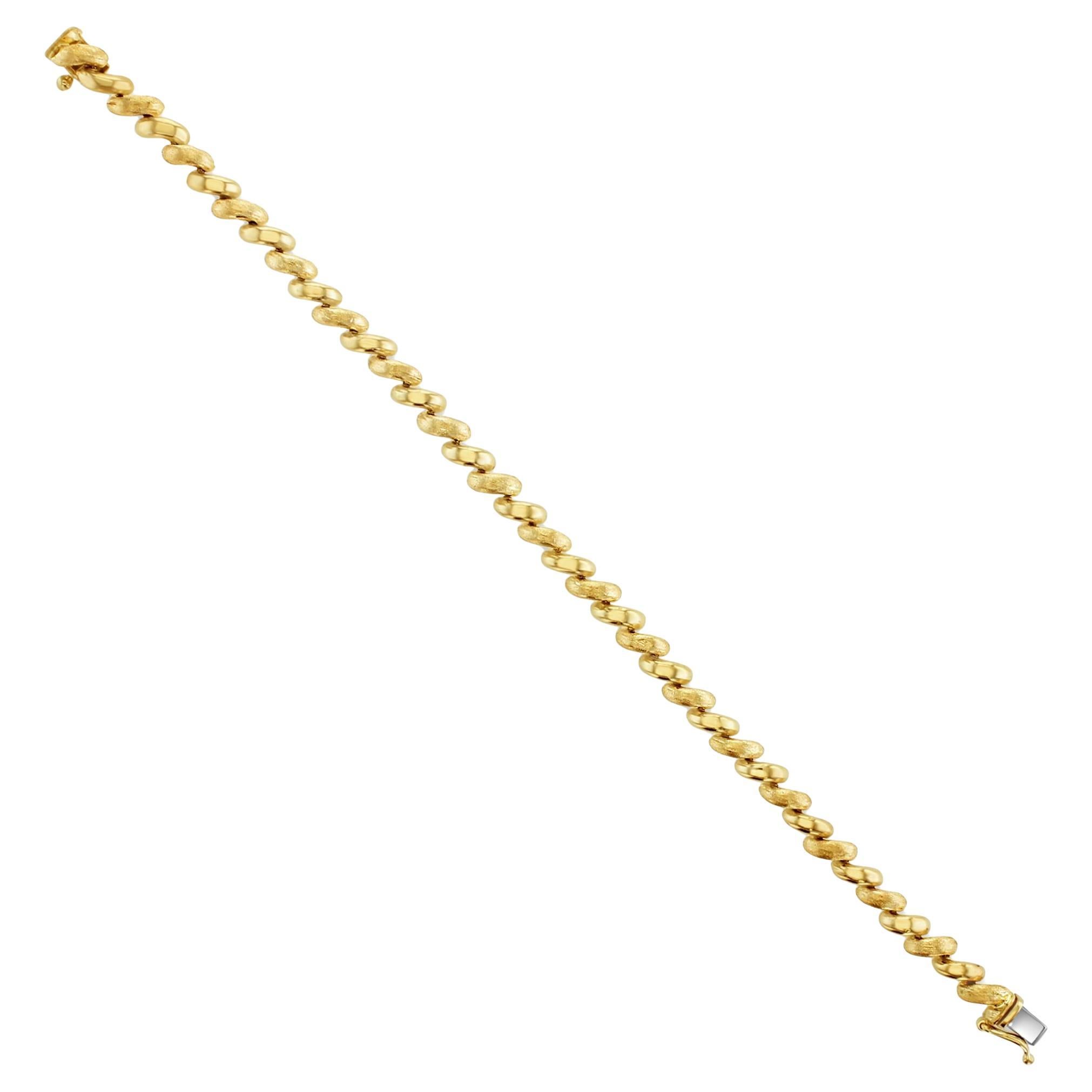 5MM San Marco Gold Link Chain Bracelet with Polished & Brushed Satin Finish