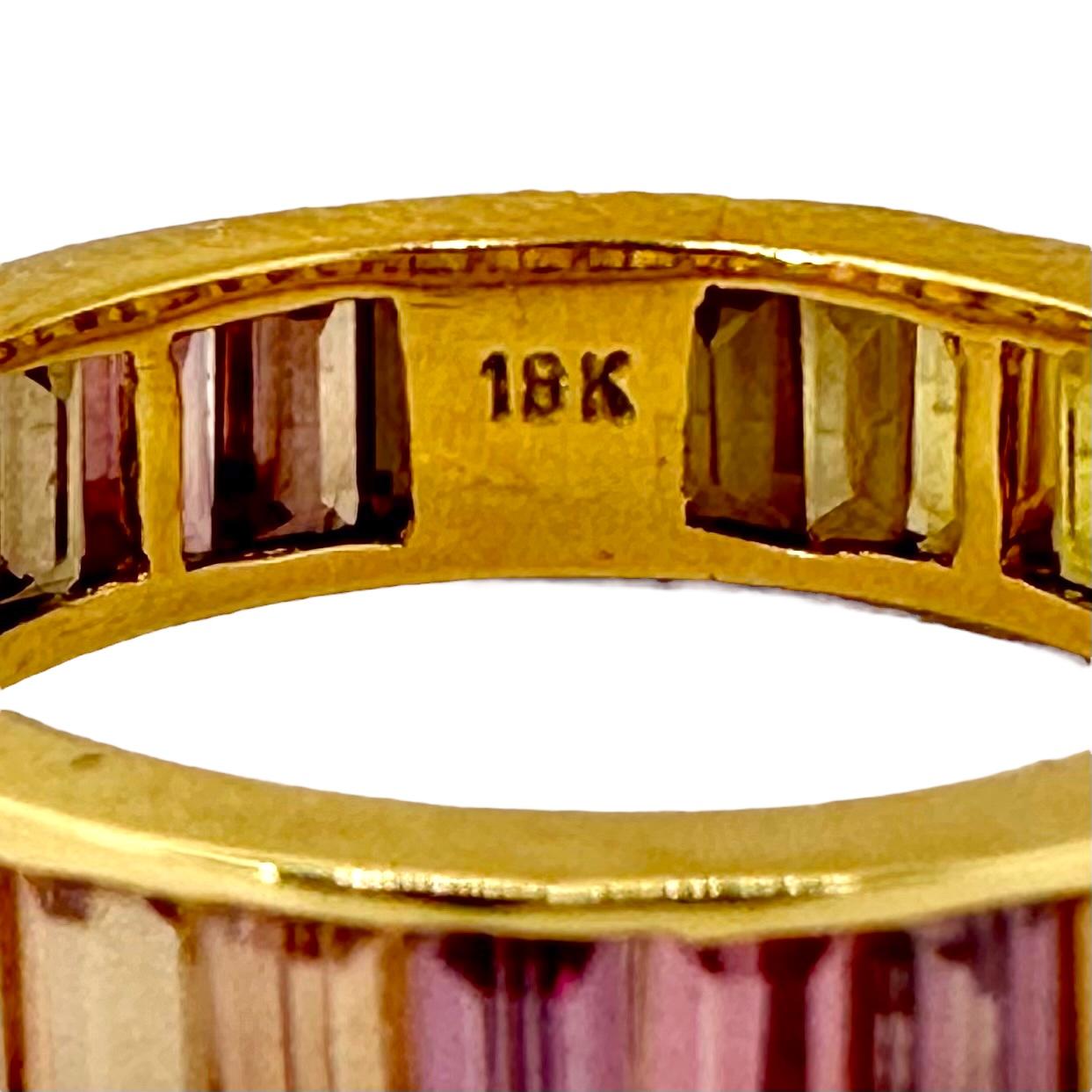 5 mm breiter Bandring aus 18 Karat Gelbgold mit einer Vielzahl von Topas in Kanalfassung 4