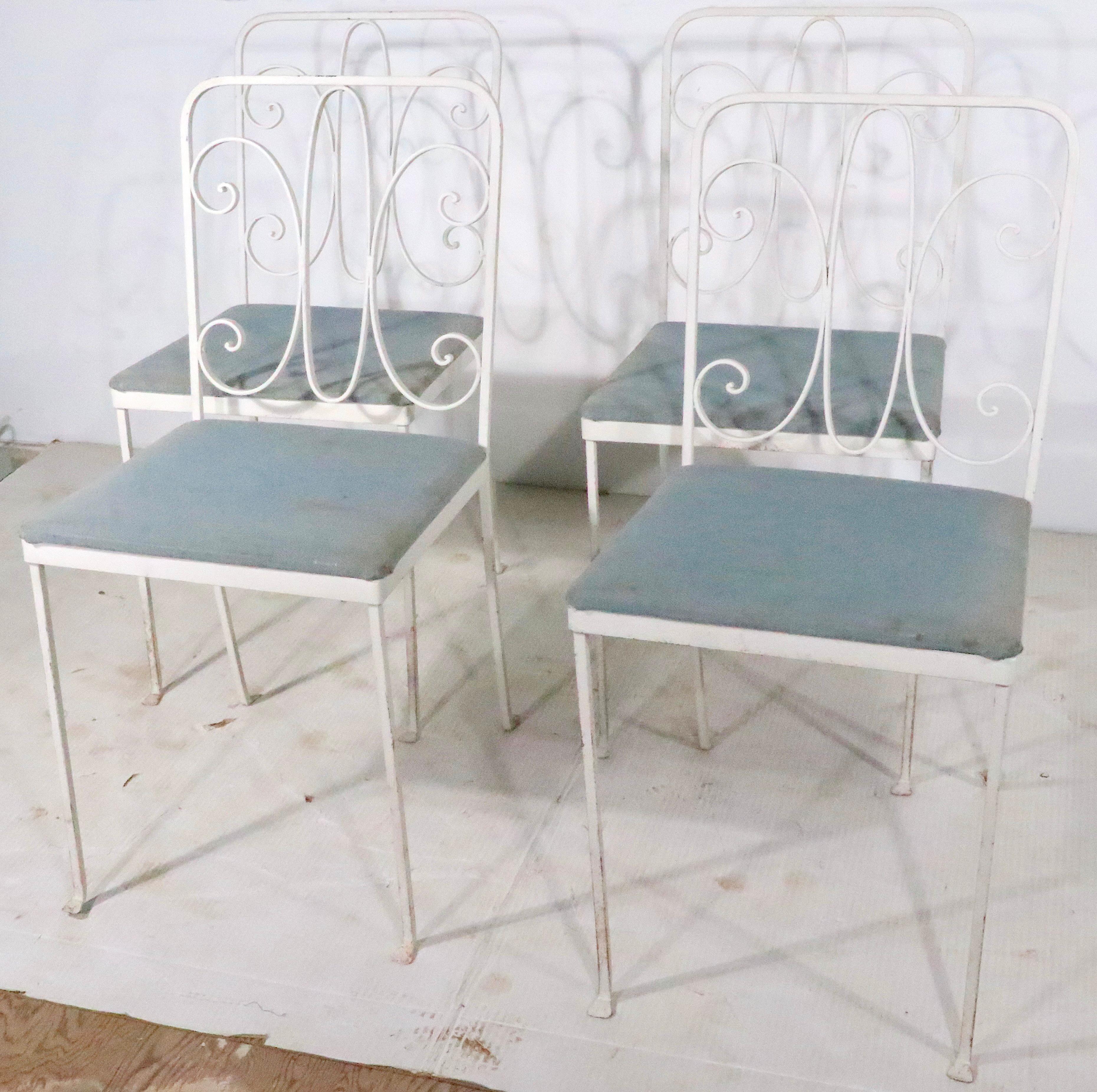 5pc. Art Deco Wrought Iron Patio Garden Poolside Dining Set c 1930's For Sale 3