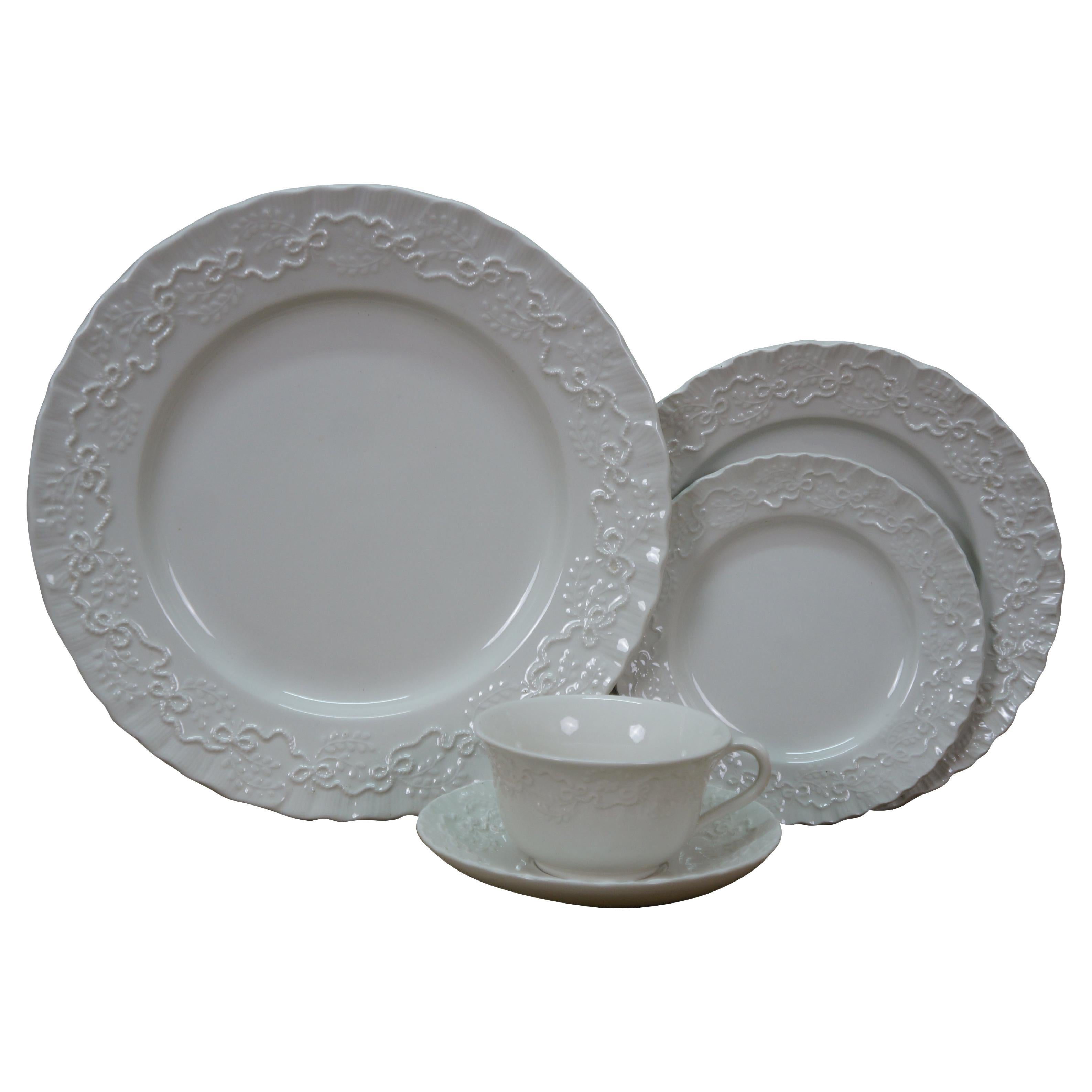 5pc Ralph Lauren RL Polo 1992 Wedgwood Claire Plates Tea Cup Place Setting