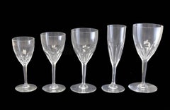 5pc Service for 12 Baccarat & Saint Louis Stemware in Genova & Bristol, Orig Box