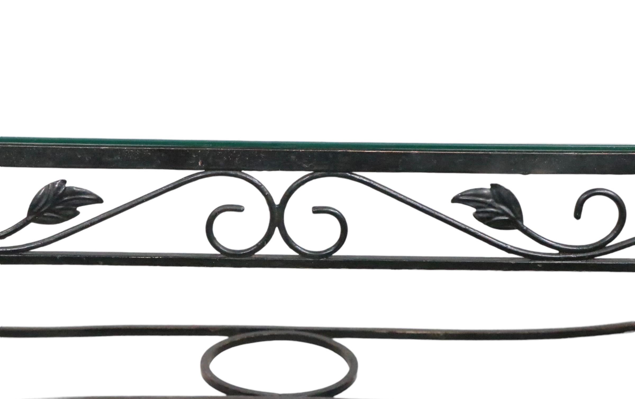 5pc. Wrought Iron and Glass Garden Patio Set att. to Salterini For Sale 4