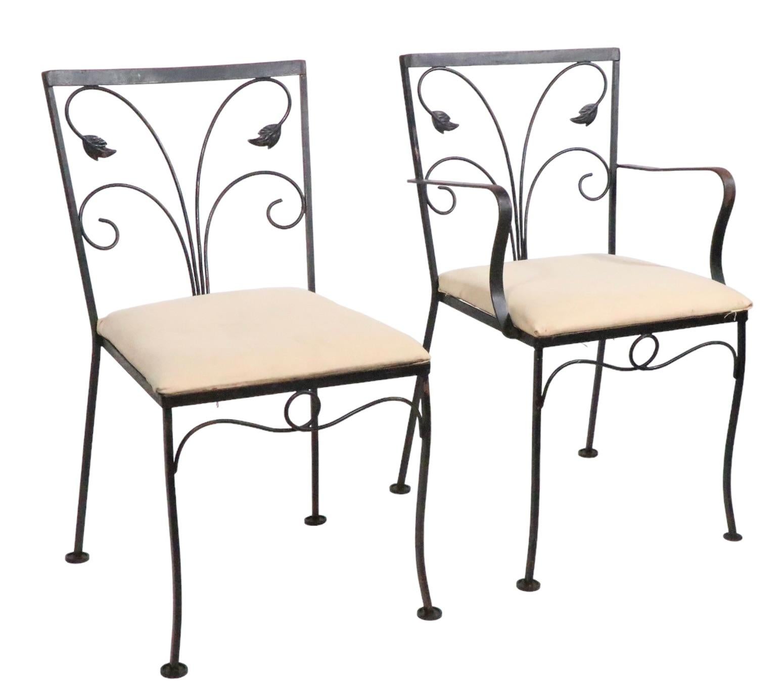 5pc. Wrought Iron and Glass Garden Patio Set att. to Salterini For Sale 10