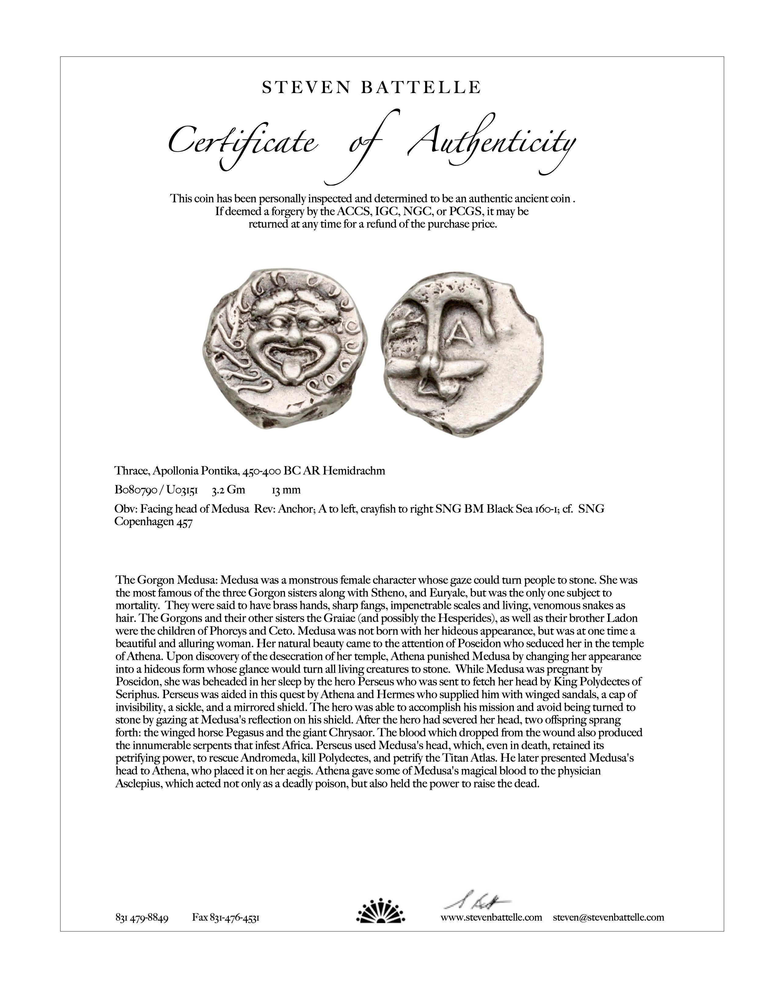 5th Century BC Ancient Greek Medusa Coin 22K Gold Diamonds Pendant 5