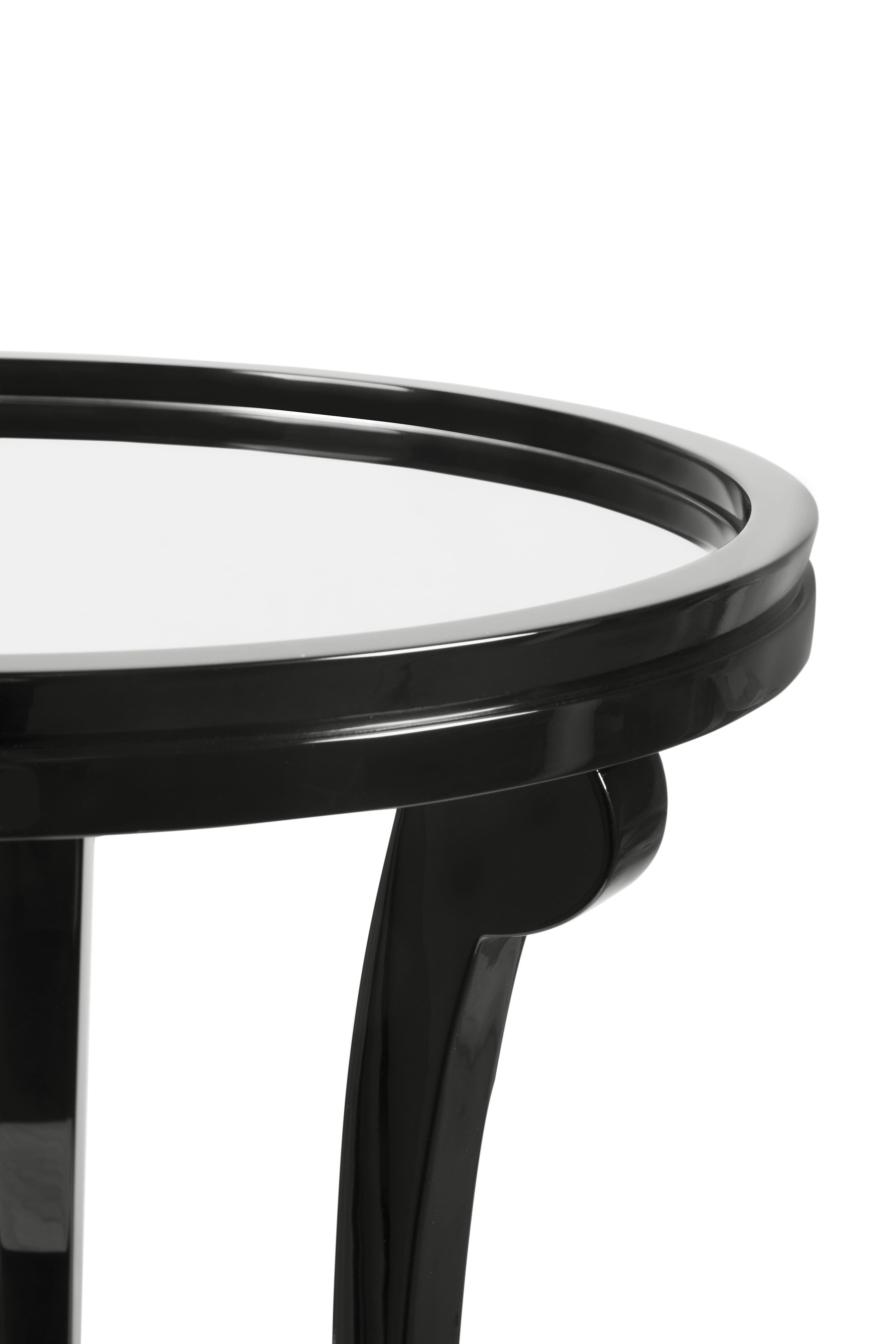 Modern 5th Side Table in Black with Grey Mirror Top For Sale