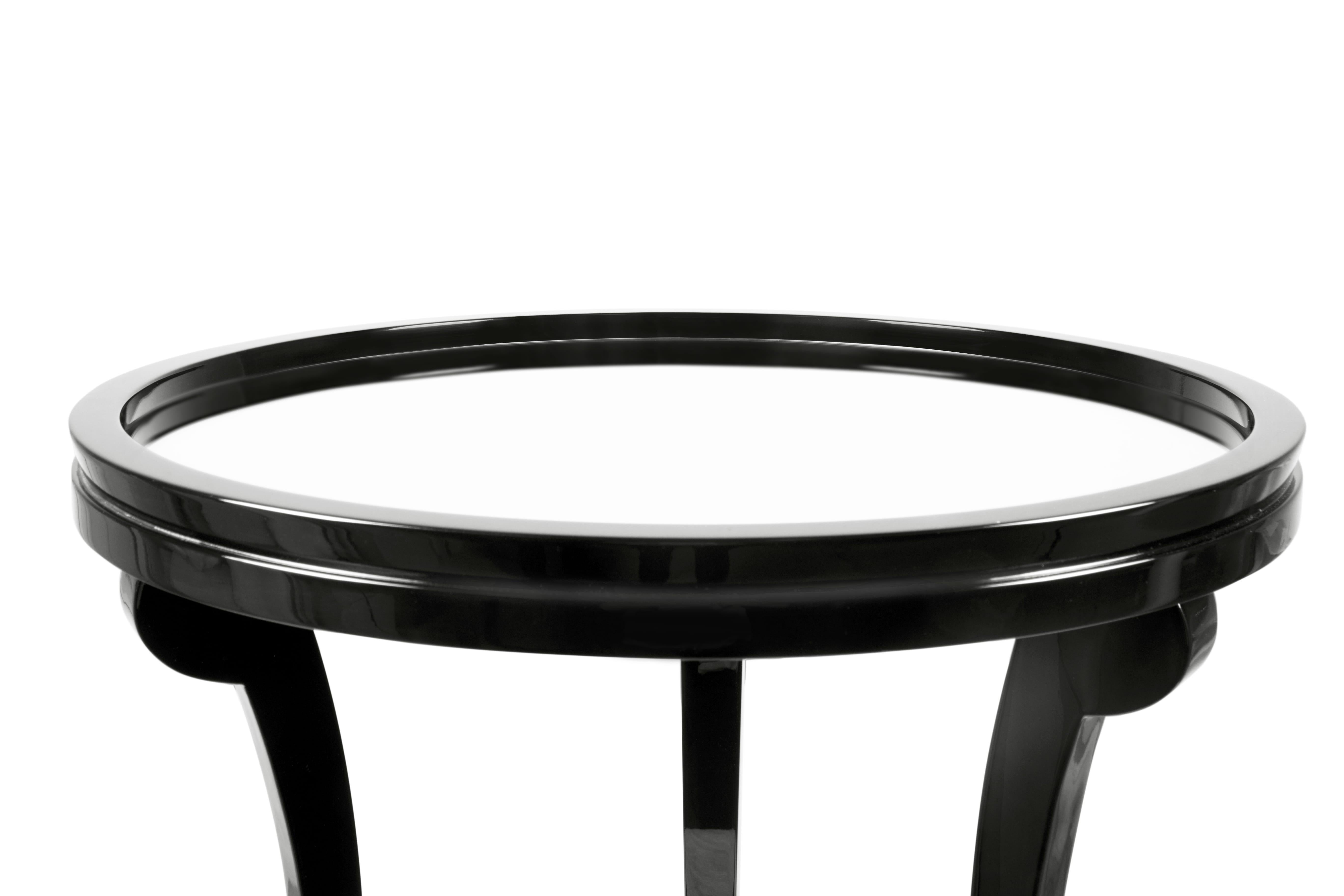 Lacquered 5th Side Table in Black with Grey Mirror Top For Sale