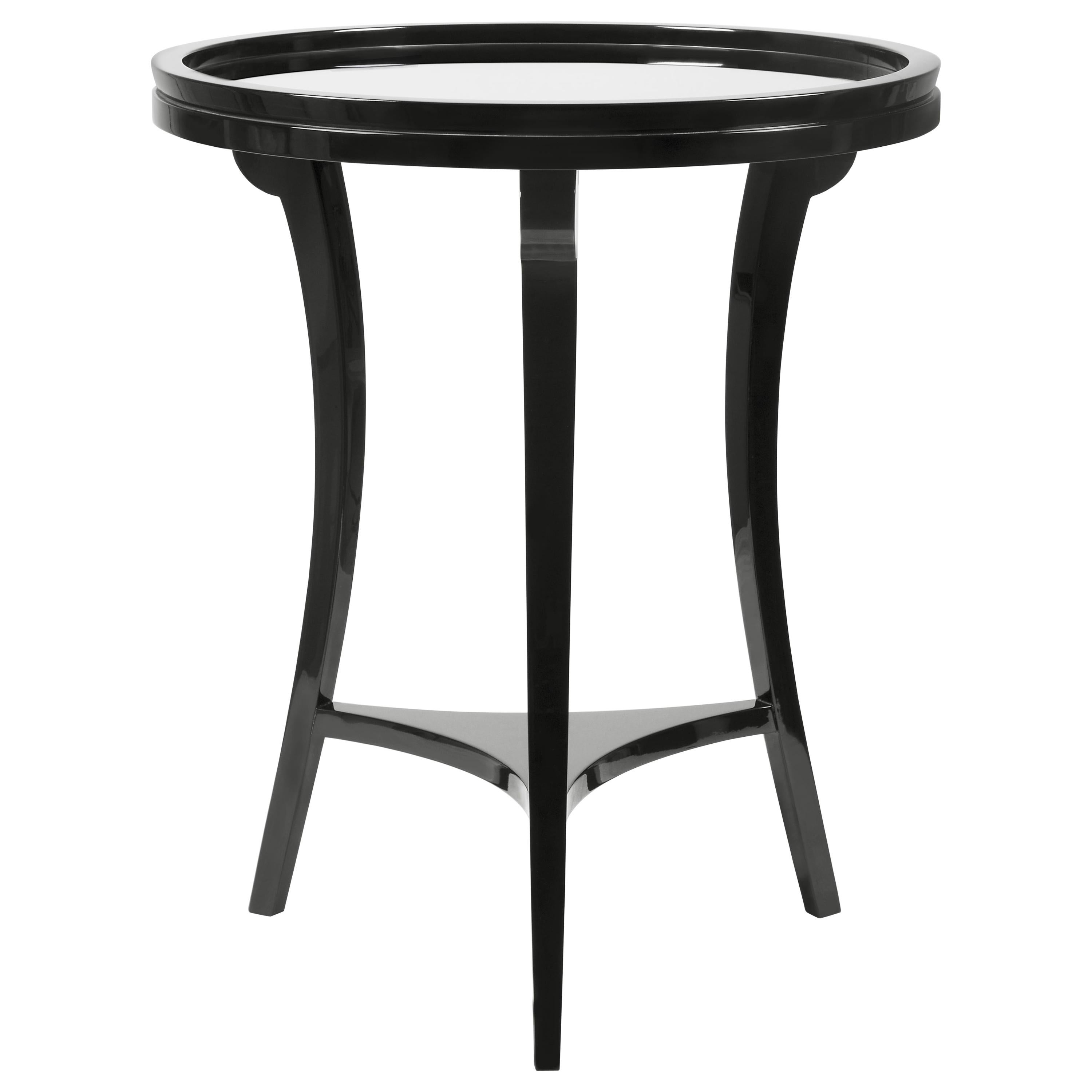 5th Side Table in Black with Grey Mirror Top For Sale