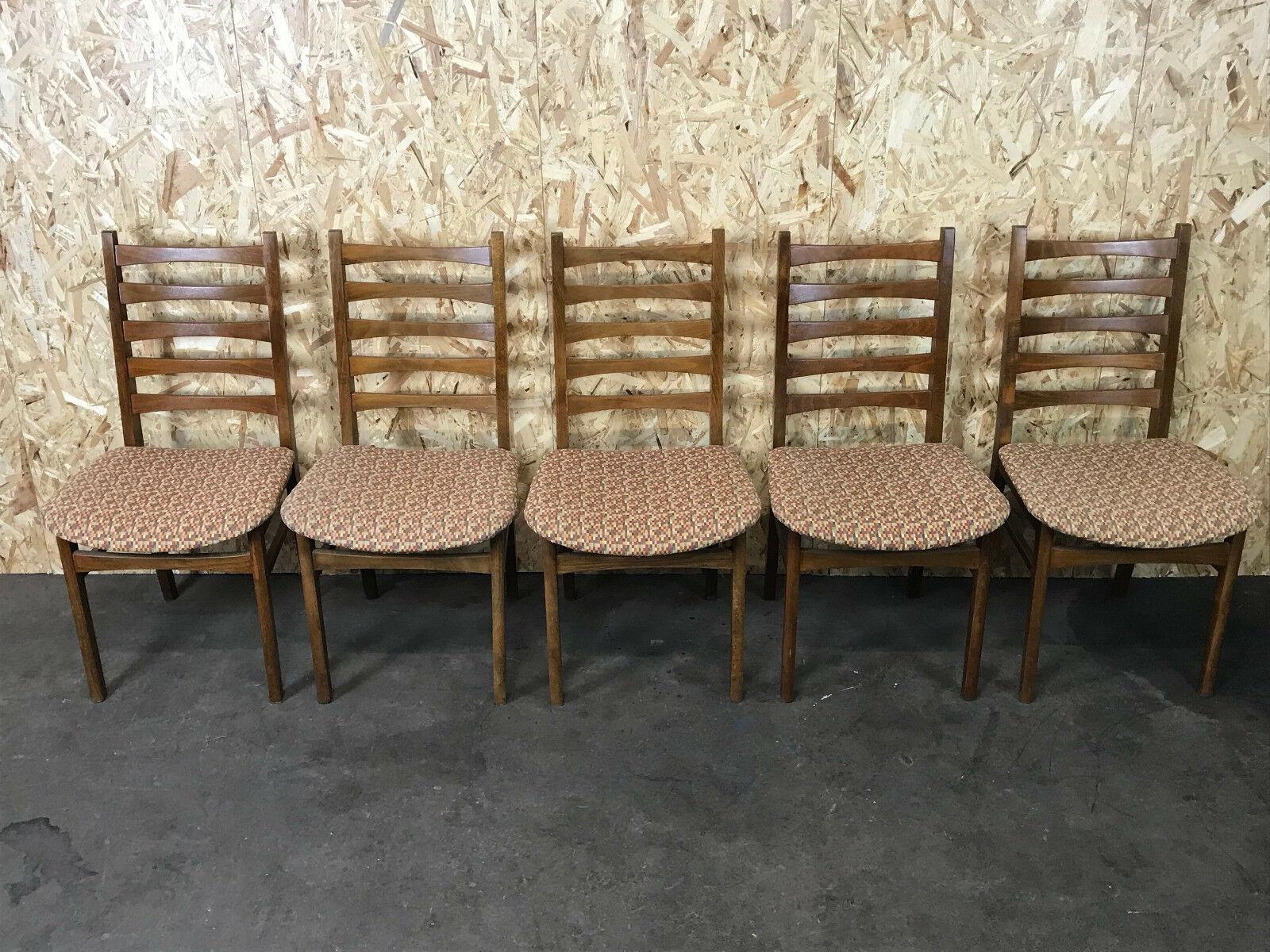 German 5x 60s 70s Chairs Dining Chair Danish Design 60s For Sale