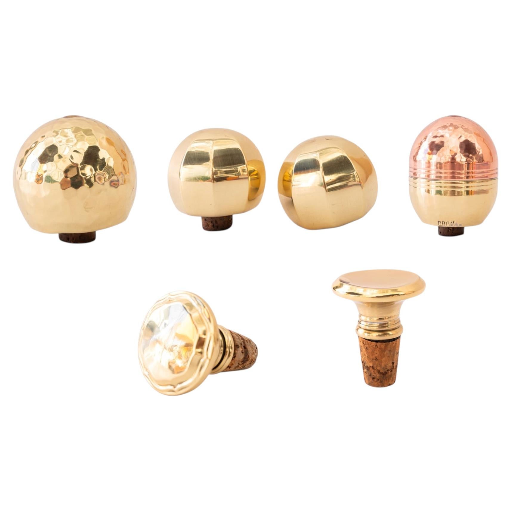 5x Art Deco bottle stopper brass around 1920s