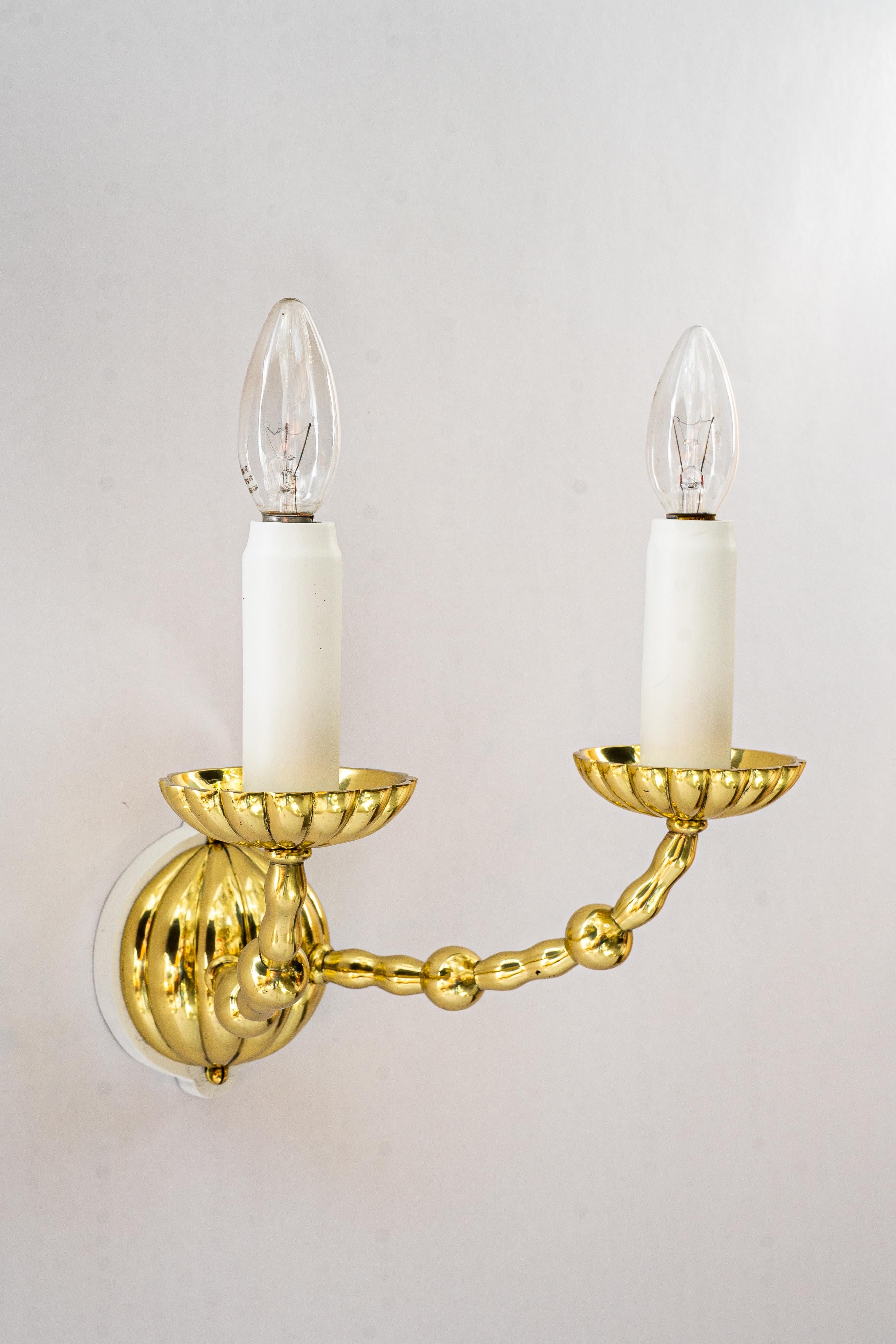 5x Art deco massiv Wandlampen mit Stoffschirmen wien um 1920 (Art déco) im Angebot