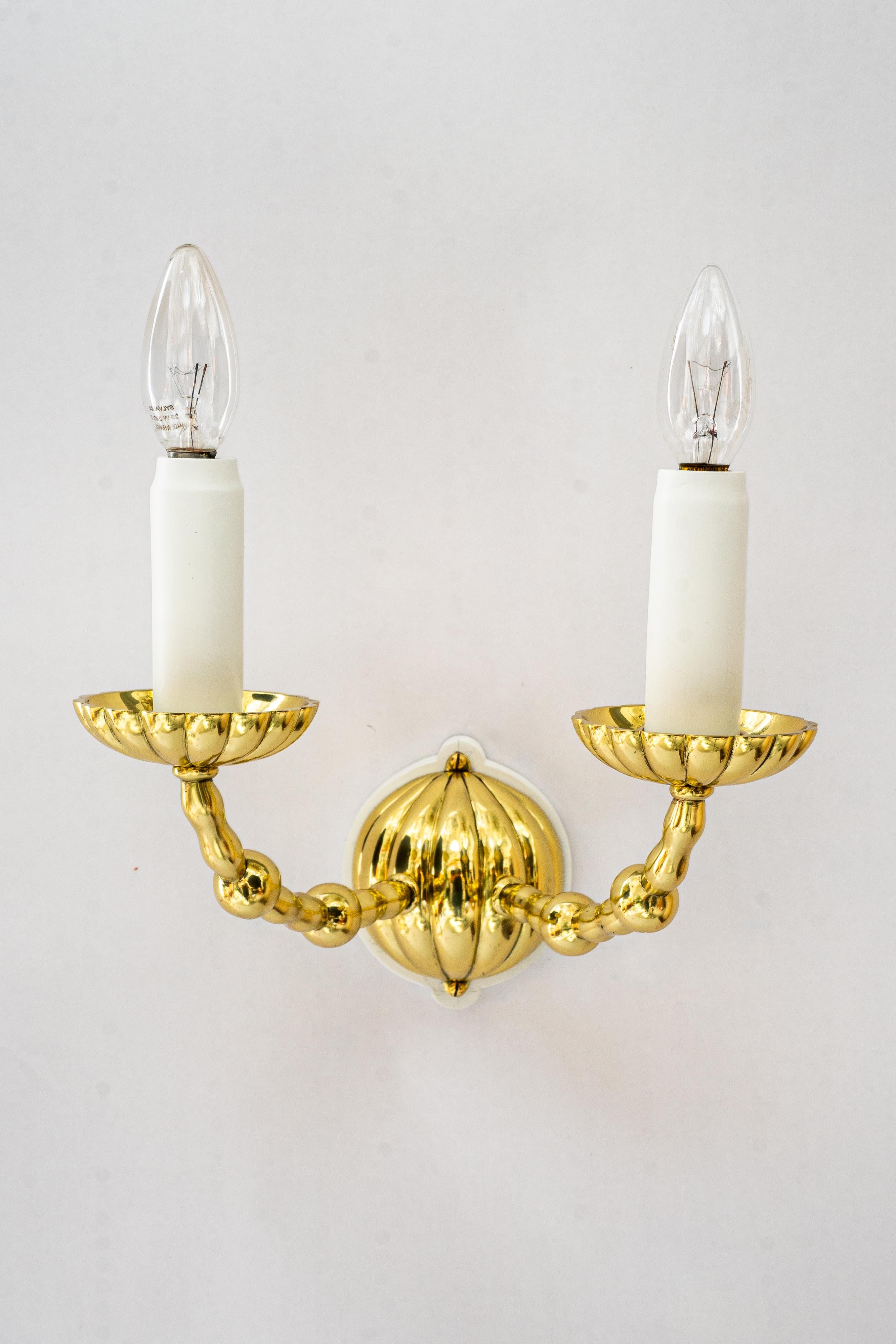 5x Art deco massiv Wandlampen mit Stoffschirmen wien um 1920 (Frühes 20. Jahrhundert) im Angebot