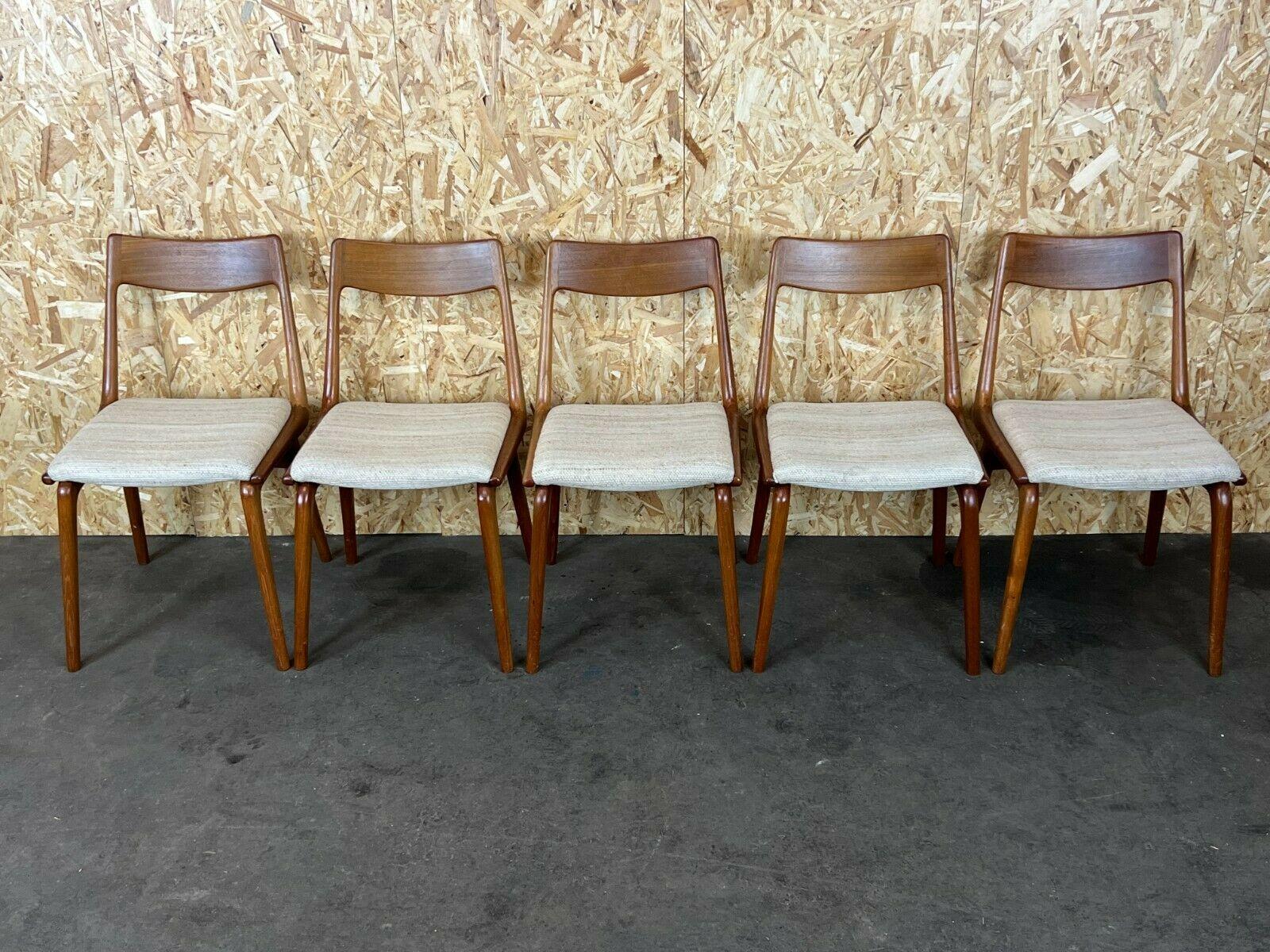 Danois 5x chaises de salle à manger Boomerang d'Alfred Christensen en teck Slagelse Mbelvrk des années 60 et 70 en vente