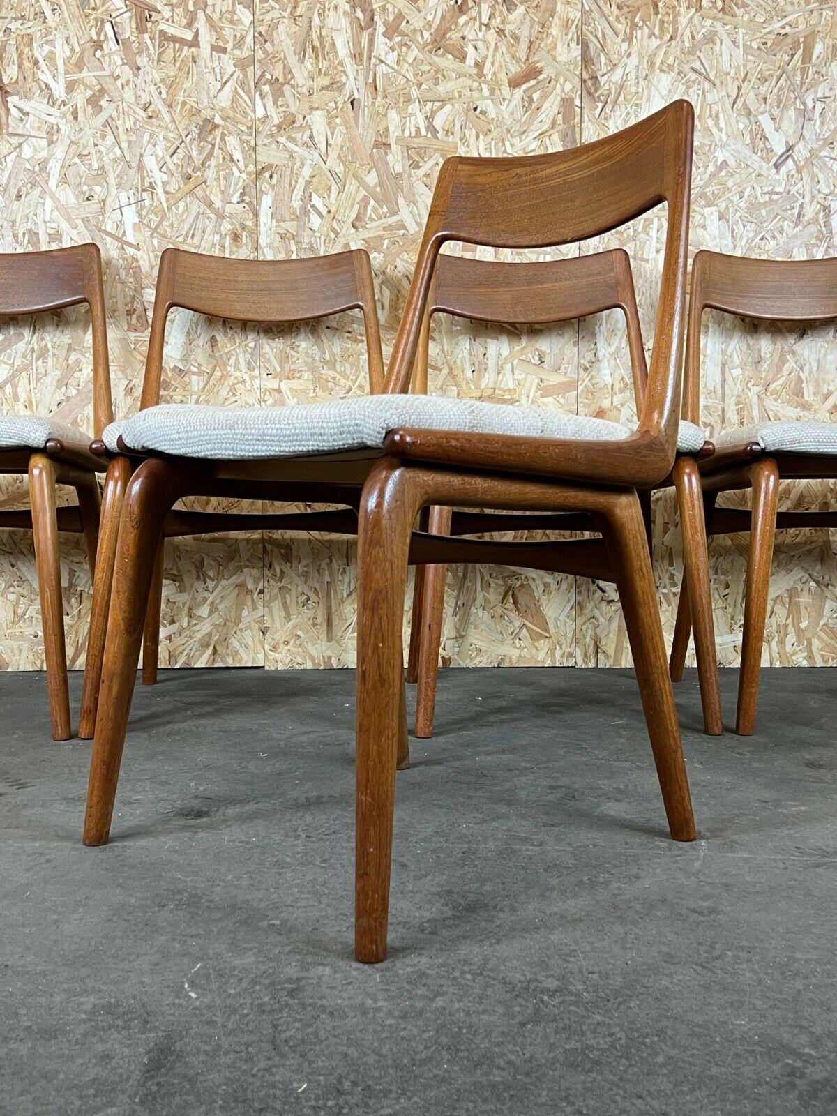 Fabric 5x Boomerang Dining Chairs Alfred Christensen Slagelse Møbelværk Teak 60s 70s For Sale