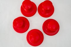 5x red plastic hooks around 1970s