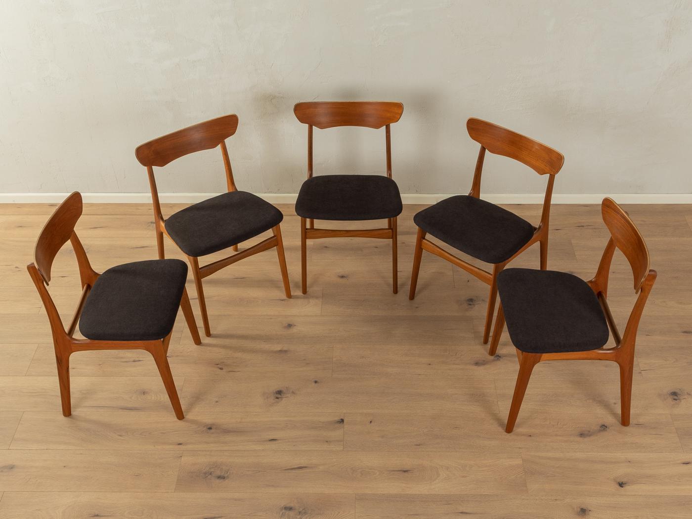 5x Schiønning & Elgaard dining chairs for Randers Møbelfabrik, 1960s For Sale 4