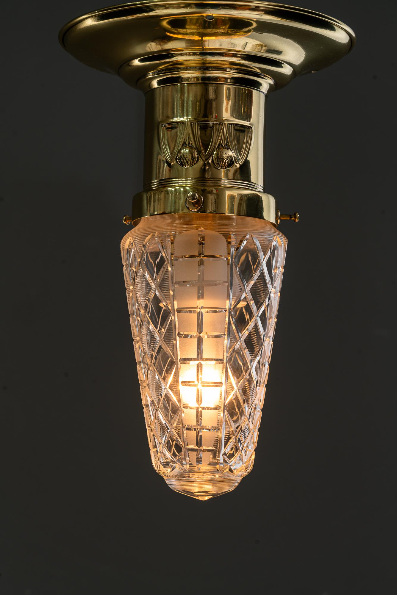 5x petites lampes de plafond art déco avec abat-jour en verre taillé vienne vers les années 1920 en vente 2