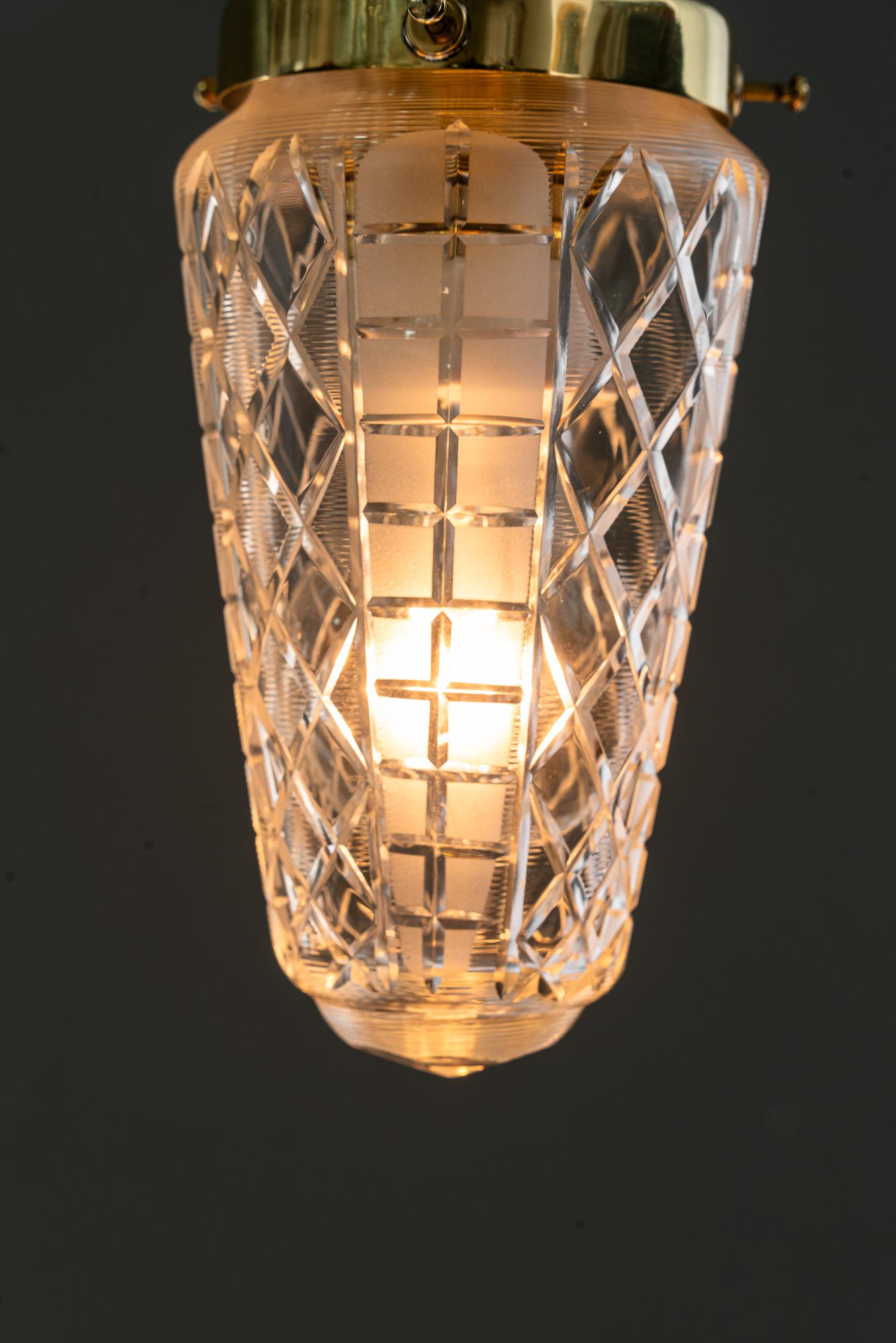 5x petites lampes de plafond art déco avec abat-jour en verre taillé vienne vers les années 1920 en vente 3