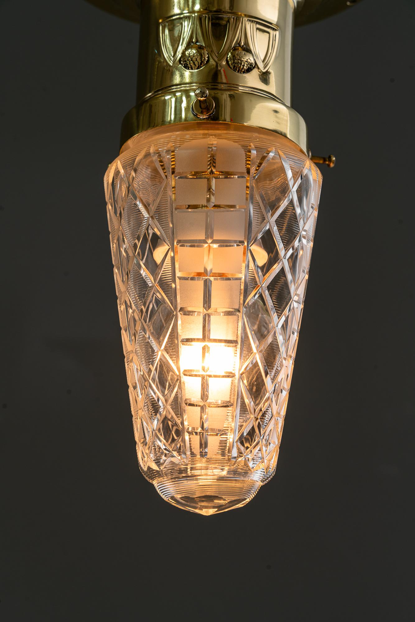 5x petites lampes de plafond art déco avec abat-jour en verre taillé vienne vers les années 1920 en vente 4