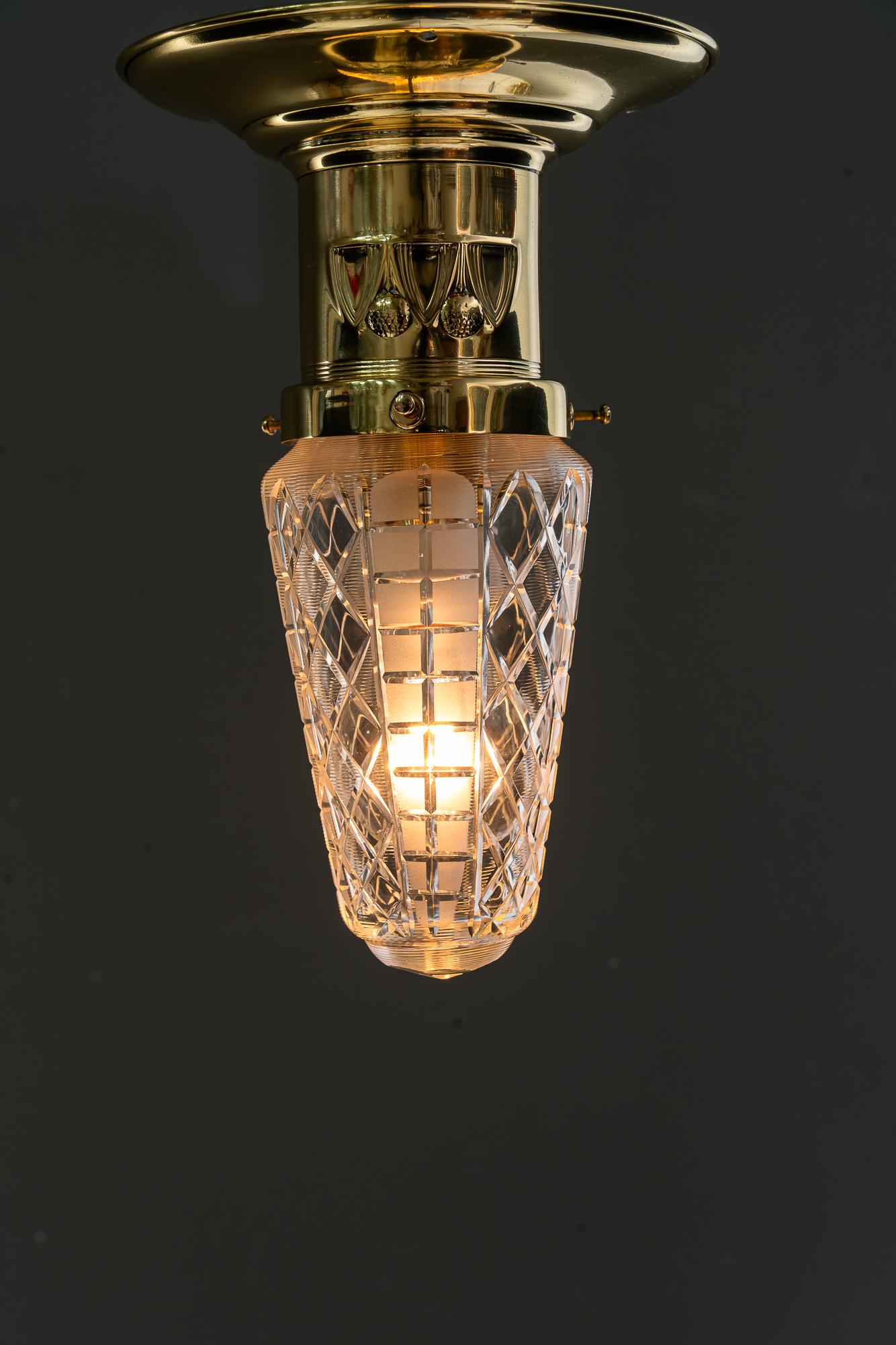 5x petites lampes de plafond art déco avec abat-jour en verre taillé vienne vers les années 1920 en vente 6