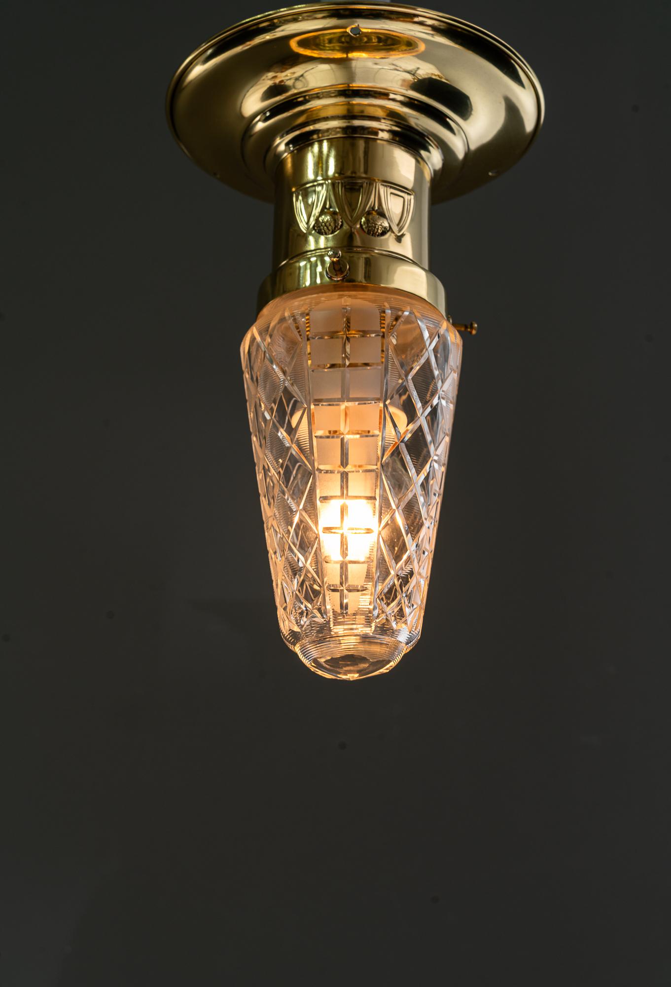 5x petites lampes de plafond art déco avec abat-jour en verre taillé vienne vers les années 1920 en vente 7