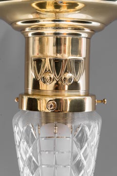 5x small art deco ceiling lamps with cut glass shades vienna around 1920s