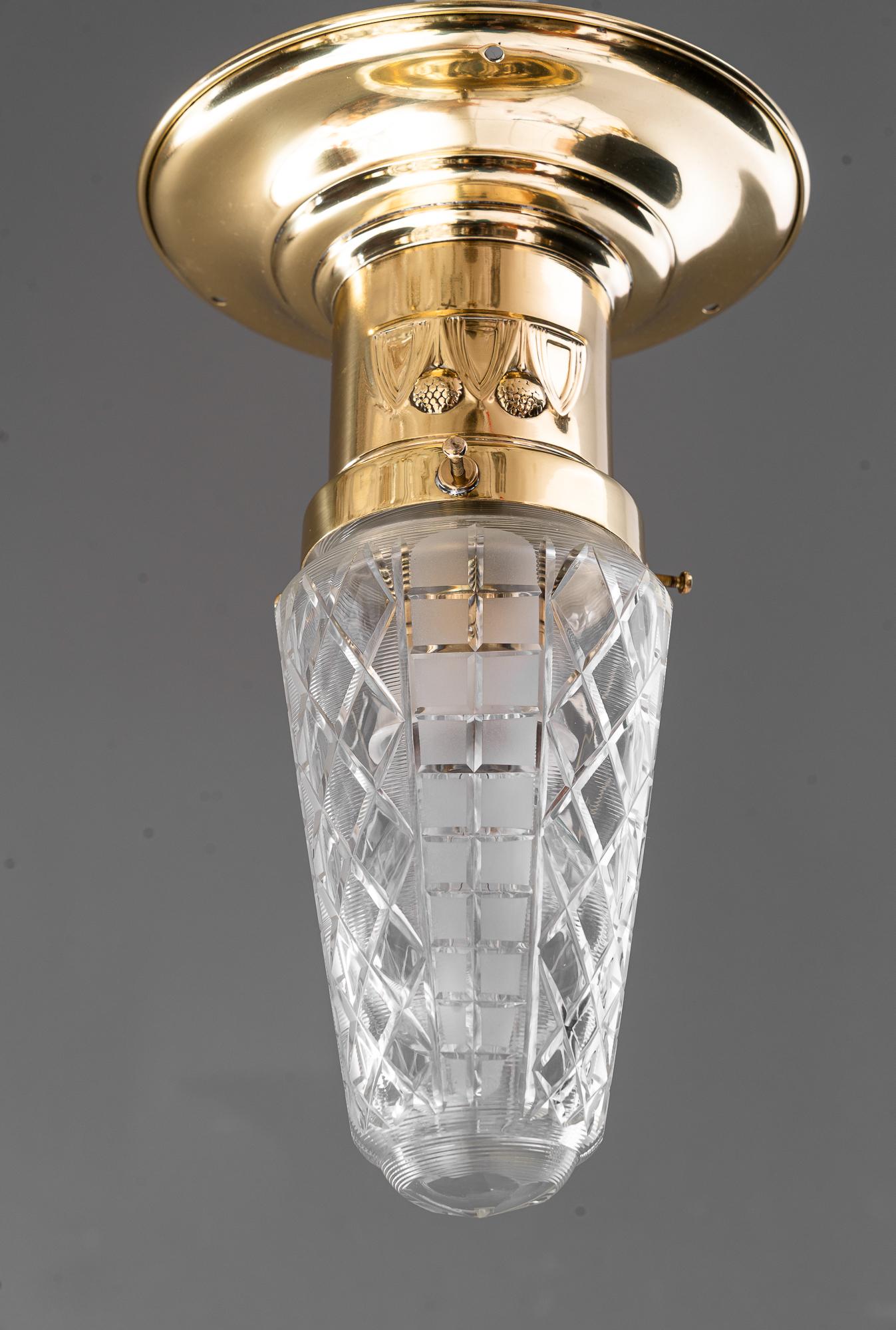 Laqué 5x petites lampes de plafond art déco avec abat-jour en verre taillé vienne vers les années 1920 en vente