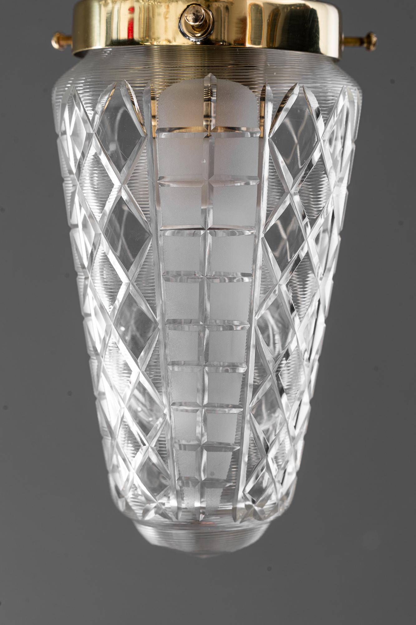 5x petites lampes de plafond art déco avec abat-jour en verre taillé vienne vers les années 1920 Bon état - En vente à Wien, AT