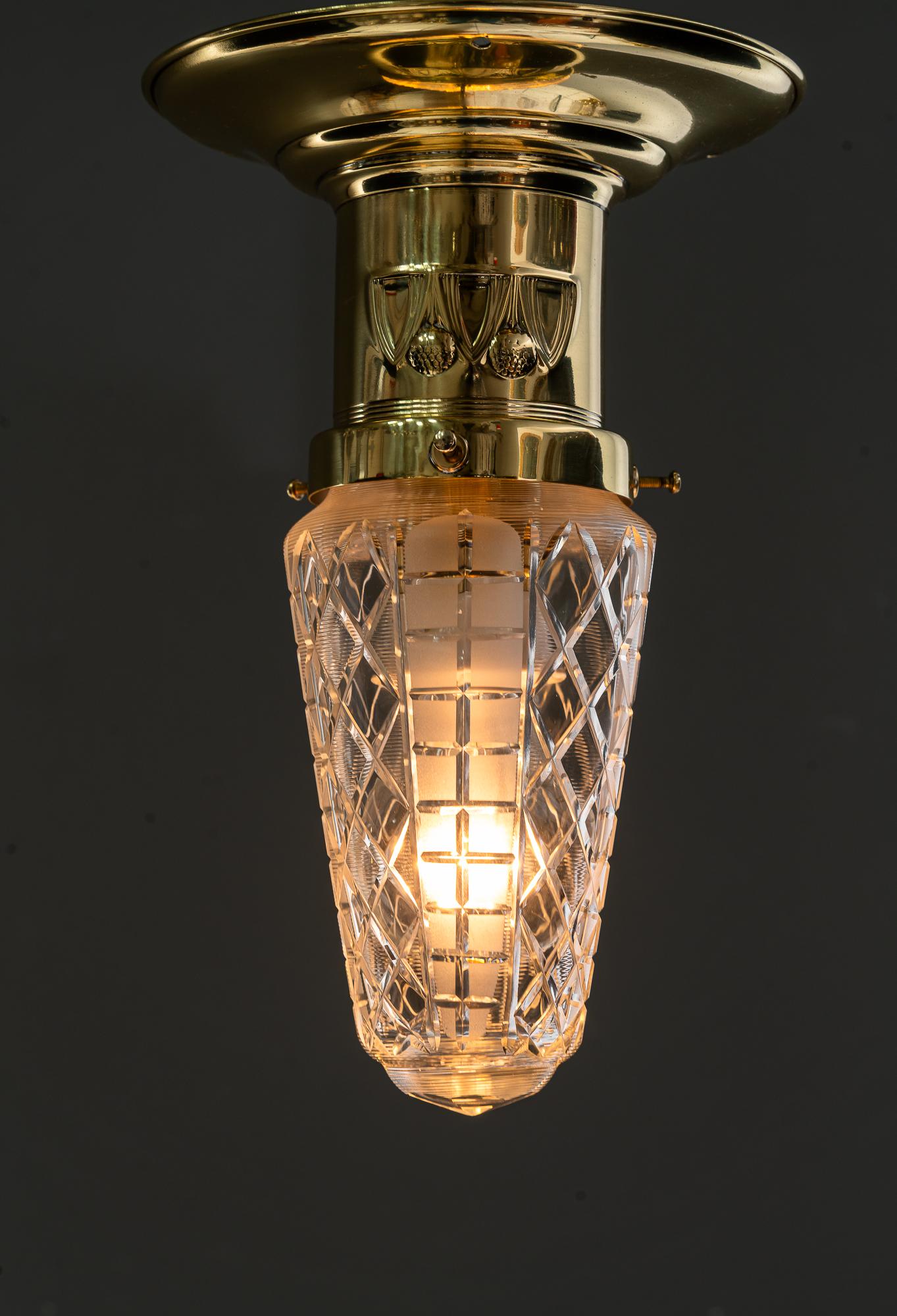 5x petites lampes de plafond art déco avec abat-jour en verre taillé vienne vers les années 1920 en vente 1