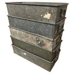 5x Cajas de metal galvanizado Venner English vintage 1965 retro Industrial