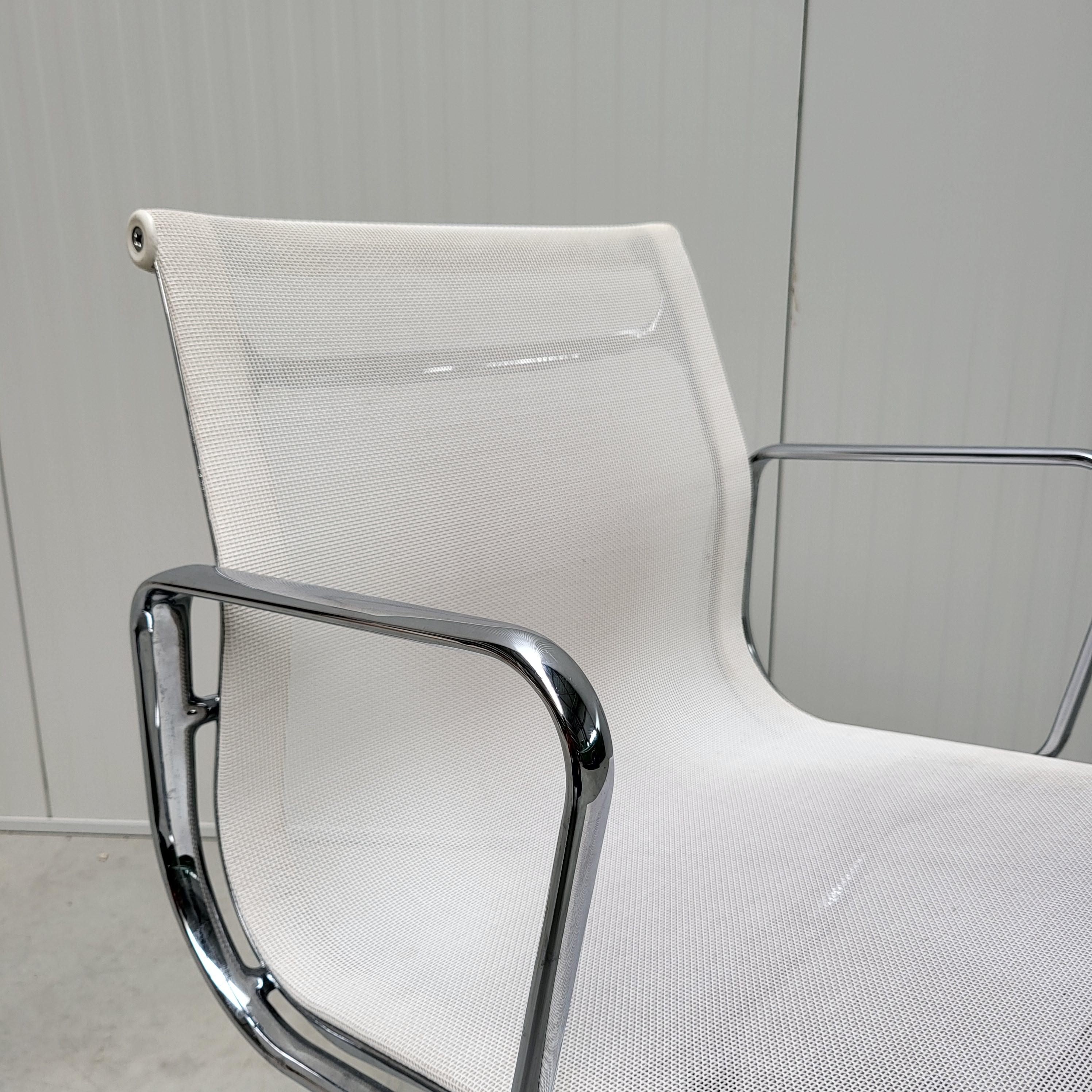 Aluminum 5x Vitra EA108 Office Chair by Charles Eames White Netweave