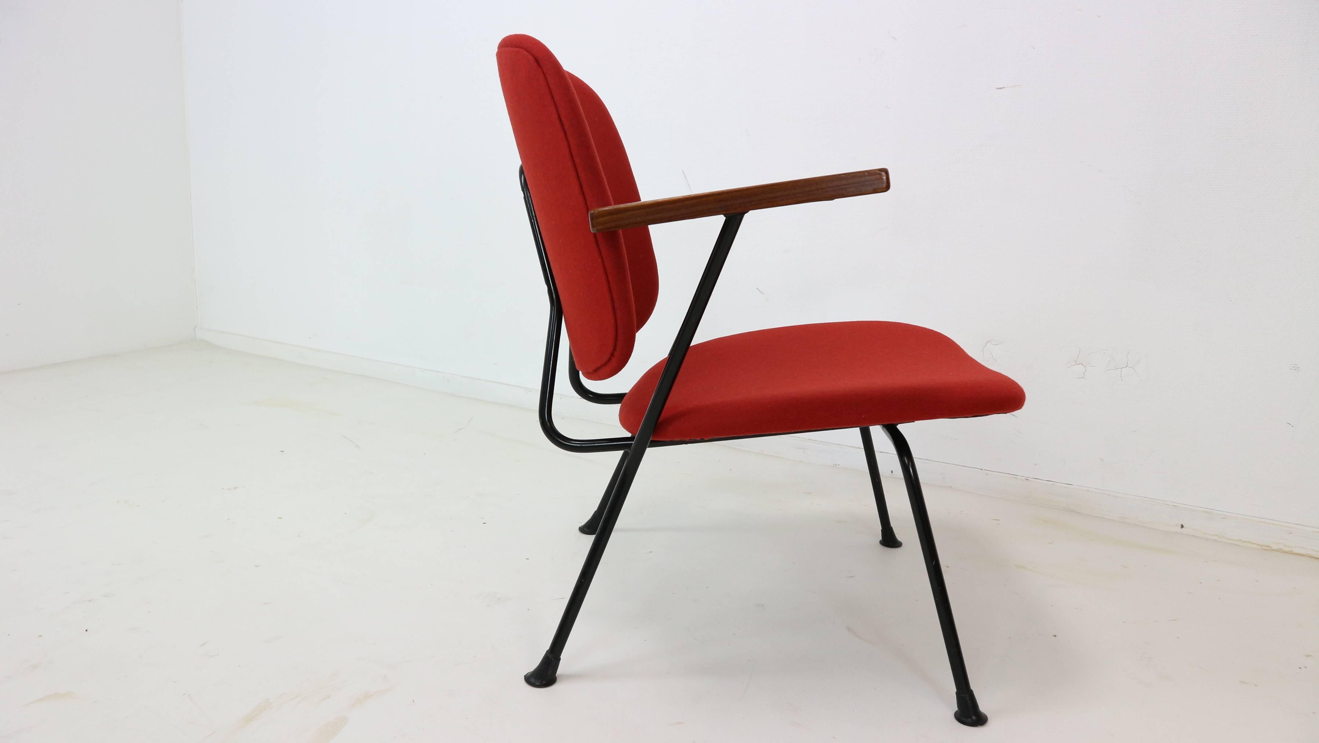 Metal Five W.H. Gispen for Kembo 1950s Armchair, New Upholstery