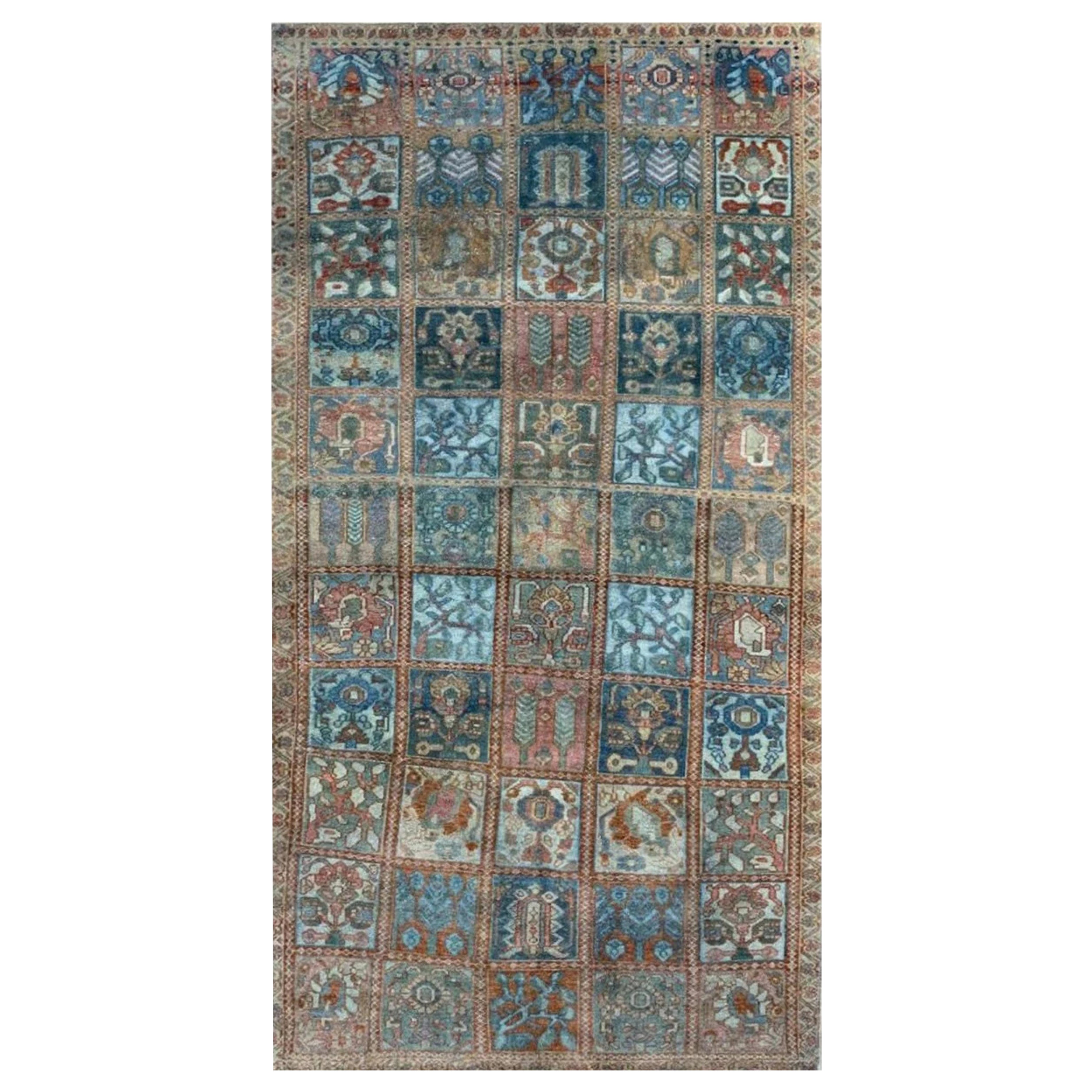 5x10 Hand Knotted Antique Bakhtiari Area Rug, Wool Carpet Geometric Design