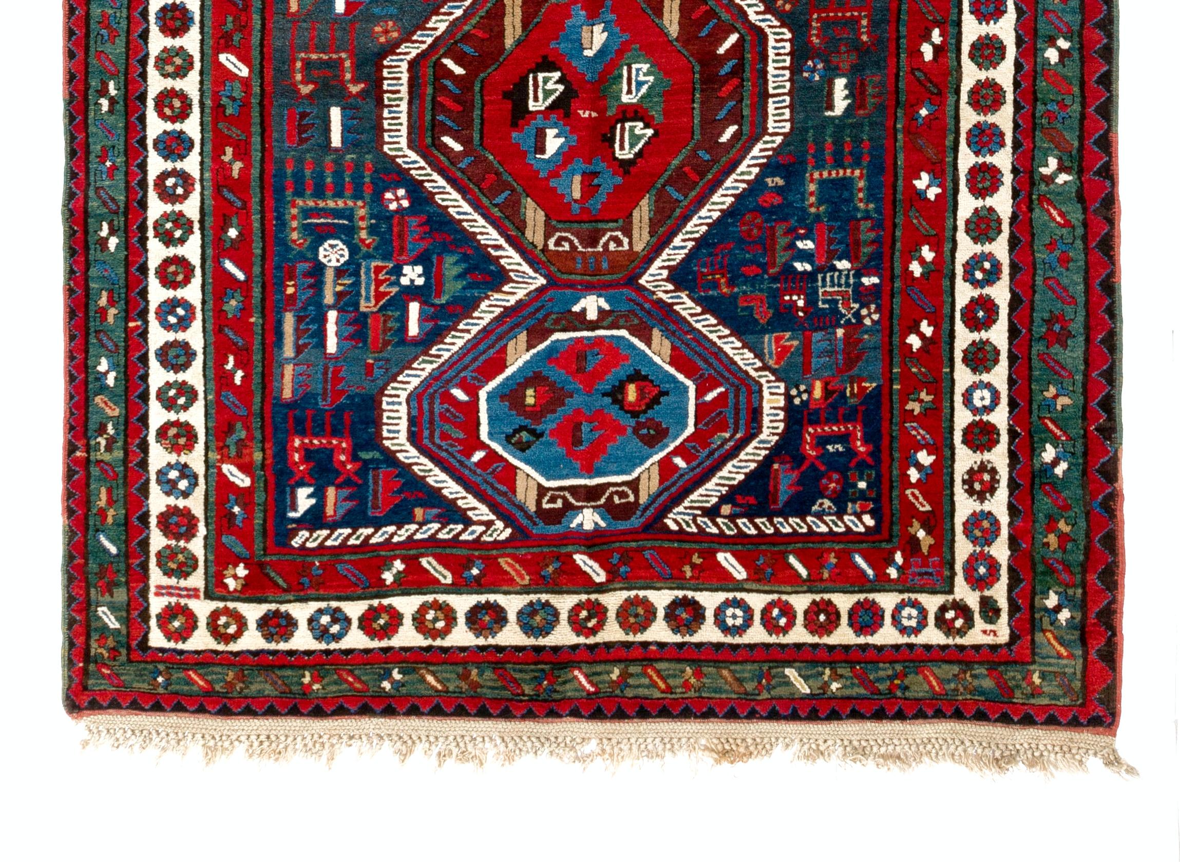 Hand-Knotted 5x10.7 ft Antique Caucasian Moghan Shahsavan Rug, Excellent Condition For Sale