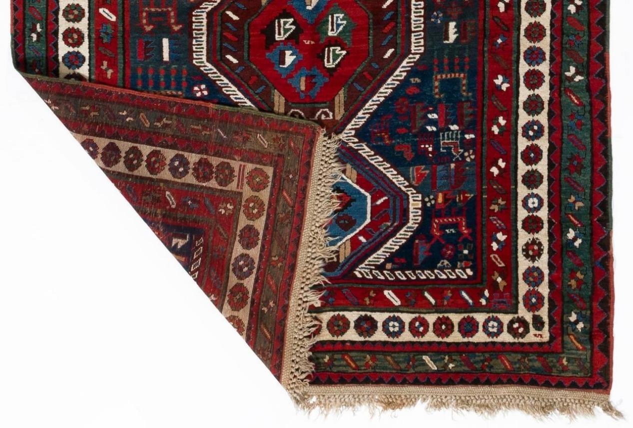 5x10.7 ft Antique Caucasian Moghan Shahsavan Rug, Excellent Condition In Excellent Condition For Sale In Philadelphia, PA