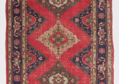 5x11 Ft Unique Vintage Red Runner Rug. Handmade Turkish Carpet for Hallway