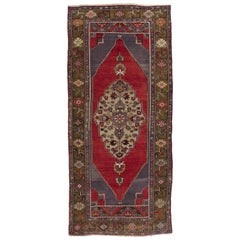 5x11 Ft Vintage Orientalischer Teppich, einzigartiger handgefertigter türkischer Wollteppich in Rot