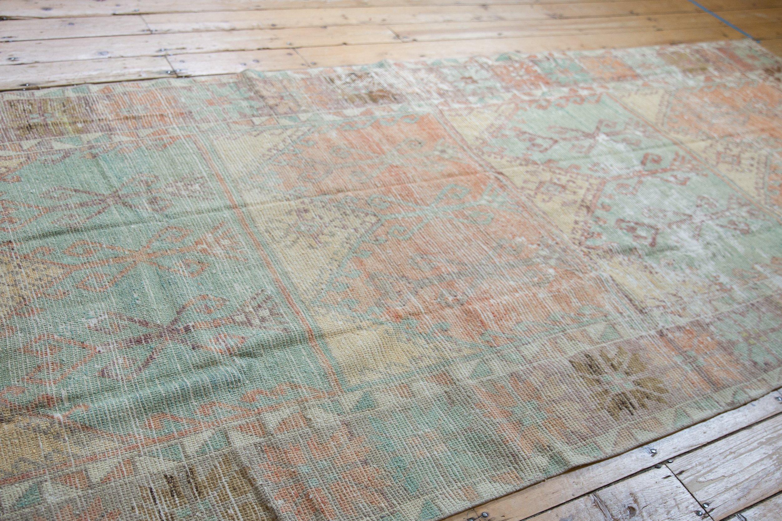 Wool Vintage Distressed Oushak Rug Runner For Sale