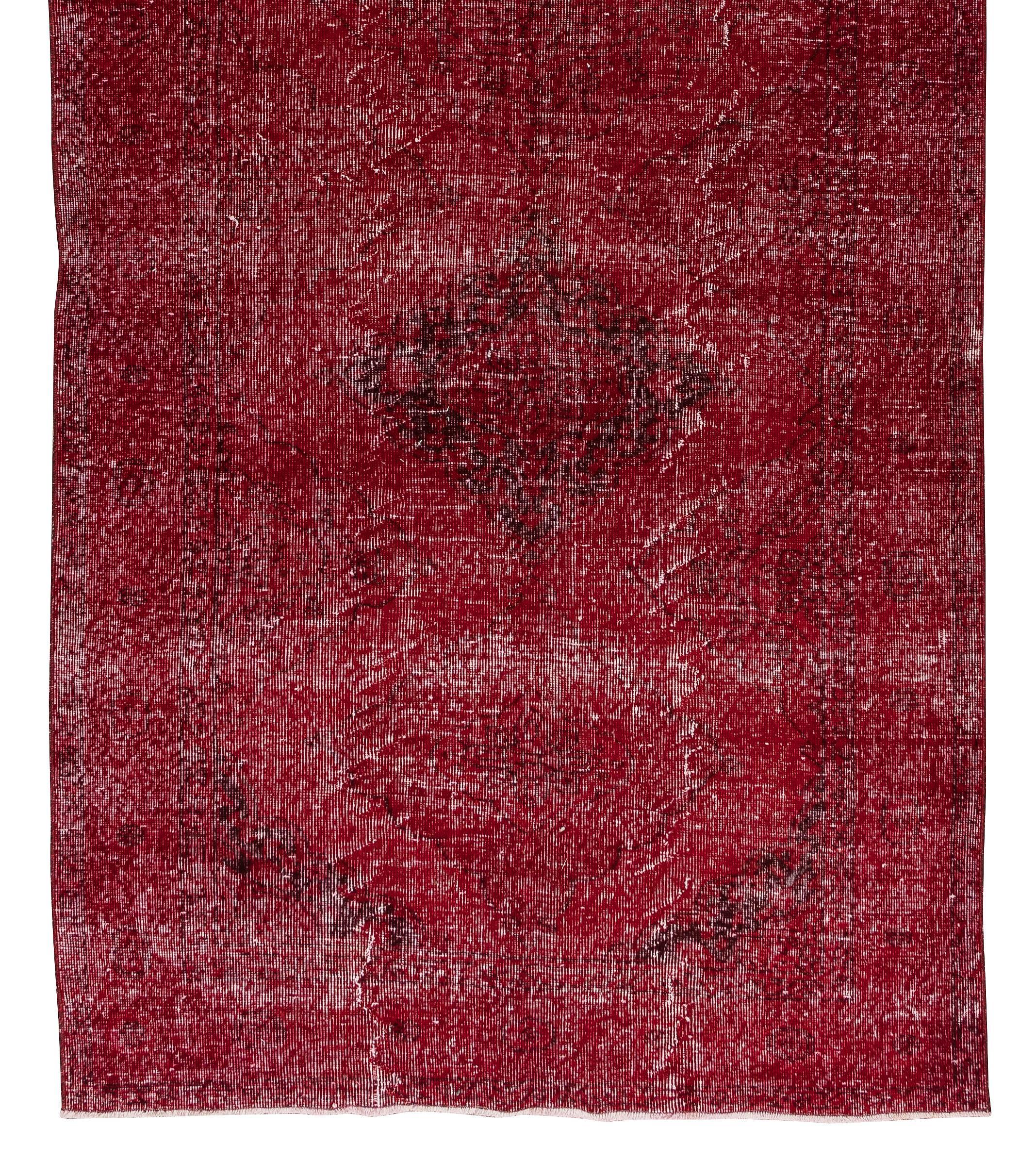 5x12 Ft Contemporary Handmade Konya Sille Runner Rug in Rot für Flur Dekoration (Handgewebt) im Angebot