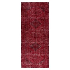 Vintage 5x12 Ft Contemporary Handmade Konya Sille Runner Rug in Red for Hallway Decor