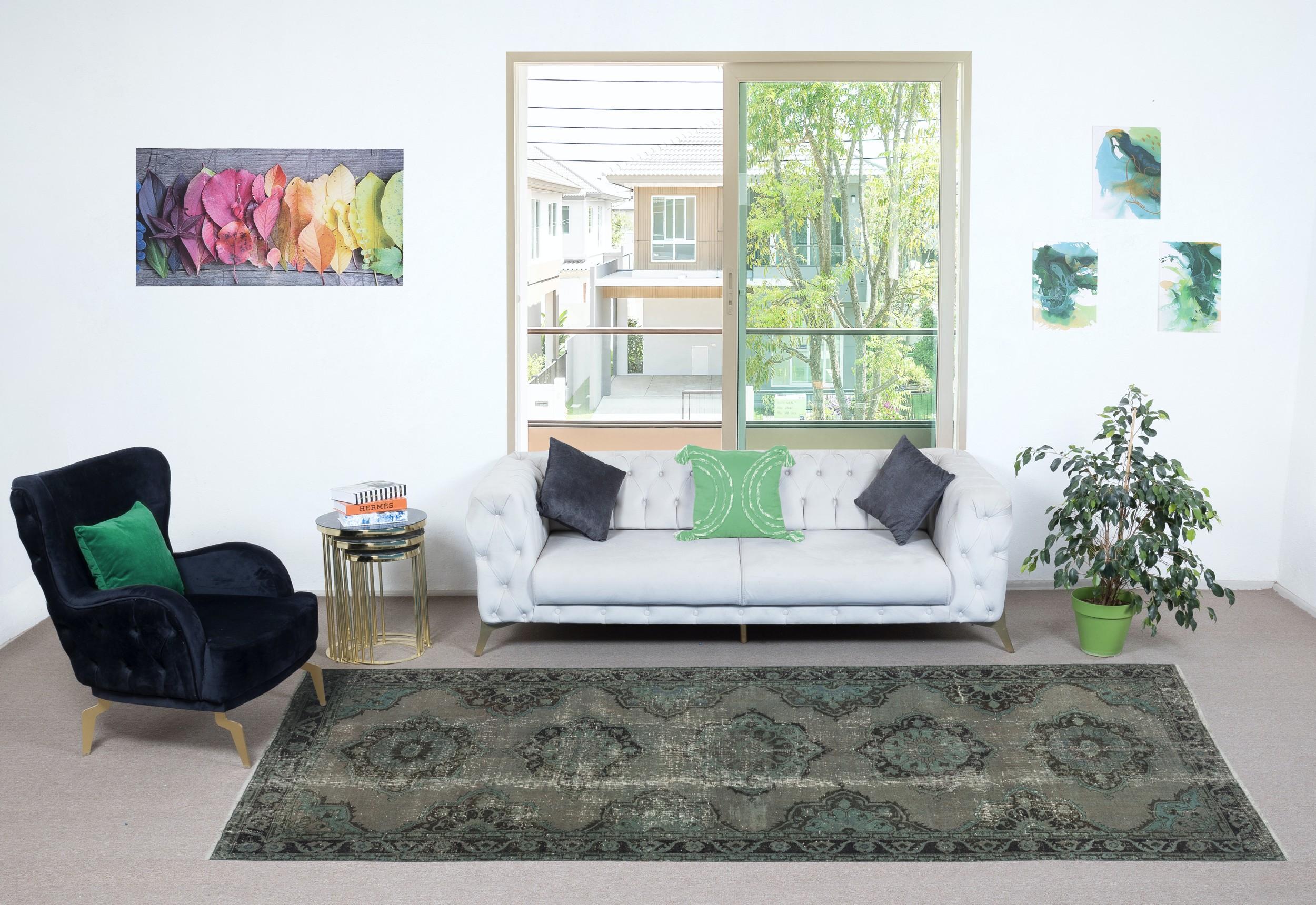Our over-dyed rugs are all hand-knotted vintage pieces that are recreated in our workshop to cater to a wider range of interior design choices from modern to coastal, from industrial to rustic/cottage. These 50 to 70 year-old rugs were hand-knotted