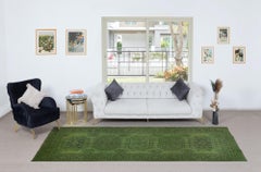 5x12 Ft Modern Handmade Turkish Runner Rug with Green Colors for Hallway