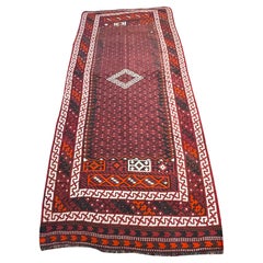 5'x12' Antiker Balouci - Flach gewebter persischer Kelim - Maroon