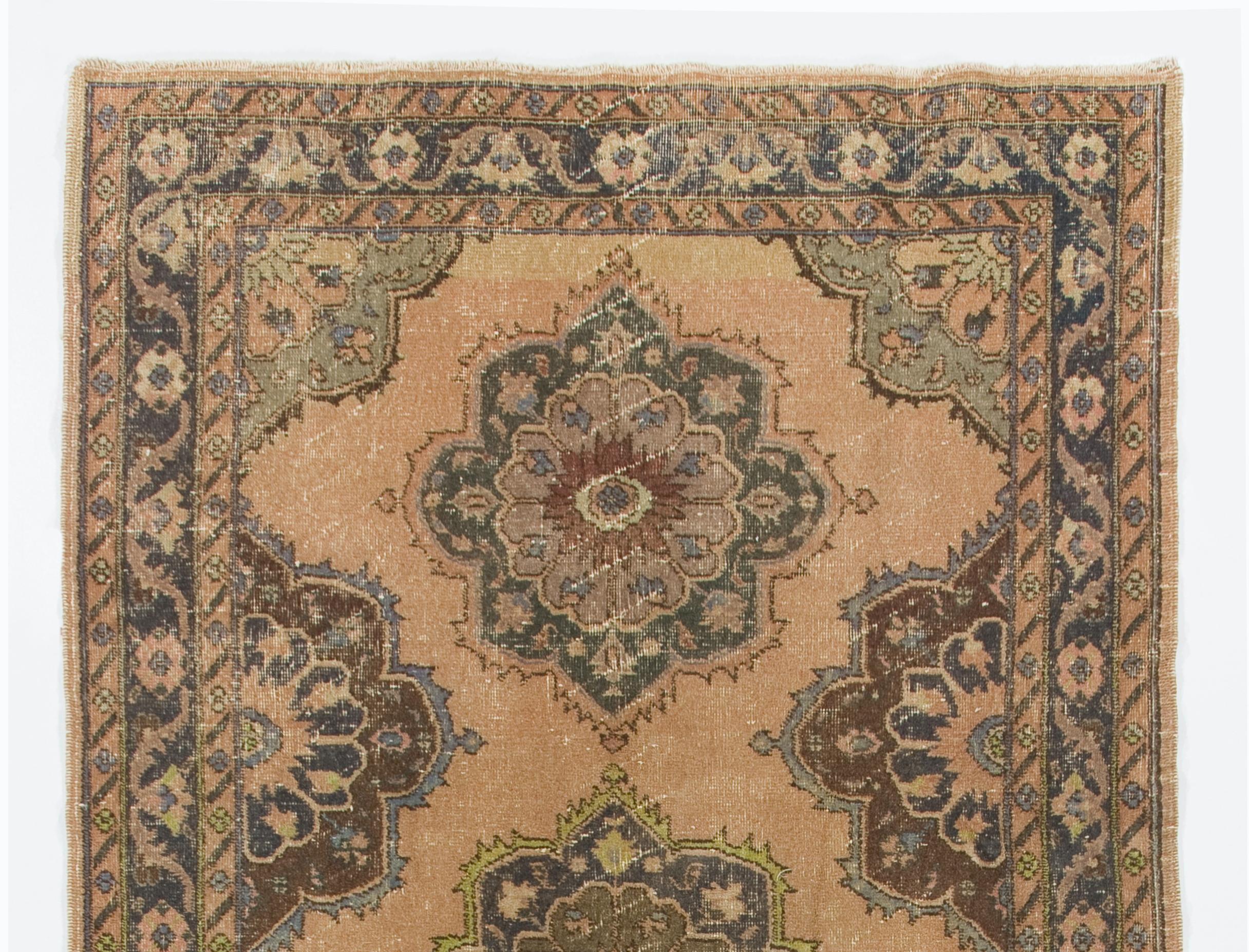 5x12.2 Ft Vintage Oushak Runner Rug in Beige, Alfombra de Pasillo Turca Hecha a Mano Turco en venta